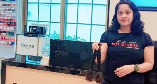 കാൻസർ രോഗികൾക്ക് മുടി ദാനം നൽകി നീതു അഭിലാഷ്