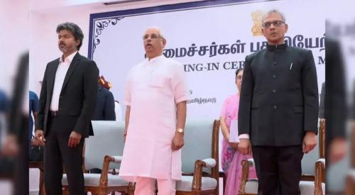 തമിഴ്‌നാട്ടിൽ വീണ്ടും തമിഴ് ഗാന വിവാദം; വിജയ് സർക്കാരിനെതിരെ സഖ്യകക്ഷികളും പ്രതിപക്ഷവും