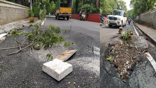 പ്രധാനമന്ത്രിയുടെ കർണാടക സന്ദർശനം: 23 കോടിക്ക് മോടികൂട്ടിയ റോഡ് തകർന്നു പ്രധാനമന്ത്രിയുടെ കർണാടക സന്ദർശനം: 23 കോടിക്ക് മോടികൂട്ടിയ റോഡ് തകർന്നു