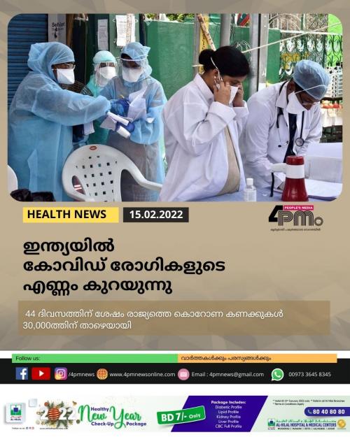 ഇന്ത്യയിൽ കോവിഡ് രോഗികളുടെ എണ്ണം കുറയുന്നു ഇന്ത്യയിൽ കോവിഡ് രോഗികളുടെ എണ്ണം കുറയുന്നു