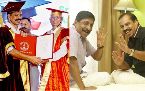 ശ്രീനിവാസൻ കൂടെയുണ്ടാകുമ്പോഴാണ് ഞാൻ പൂർണനാകുന്നത്, ഇത് അദ്ദേഹത്തിനും കൂടിയുള്ളത്; ഡി.ലിറ്റ് ബിരുദം ഏറ്റുവാങ്ങി സത്യൻ അന്തിക്കാട്