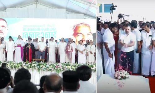 ഉമ്മൻചാണ്ടിയുടെ ഓർമ്മകൾക്ക് രണ്ടാണ്ട്; കല്ലറയിൽ പുഷ്പാർച്ചന നടത്തി രാഹുൽ ഗാന്ധി