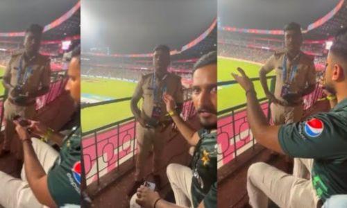 പാകിസ്ഥാന് സിന്ദാബാദ് എന്ന് വിളിക്കരുത്’, മത്സരത്തിനിടെ പാക് ആരാധകനെ വിലക്കി പൊലീസ് പാകിസ്ഥാന് സിന്ദാബാദ് എന്ന് വിളിക്കരുത്’, മത്സരത്തിനിടെ പാക് ആരാധകനെ വിലക്കി പൊലീസ്