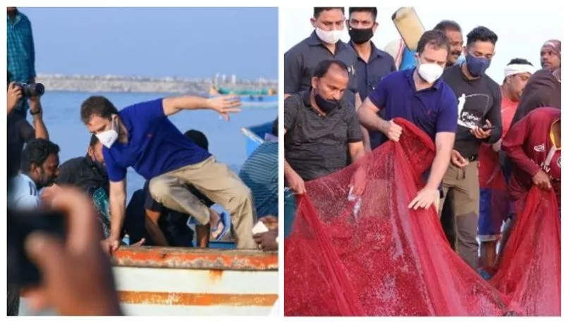 മത്സ്യത്തൊഴിലാളികള്ക്കൊപ്പം കടല് യാത്ര നടത്തി രാഹുല് ഗാന്ധി മത്സ്യത്തൊഴിലാളികള്ക്കൊപ്പം കടല് യാത്ര നടത്തി രാഹുല് ഗാന്ധി