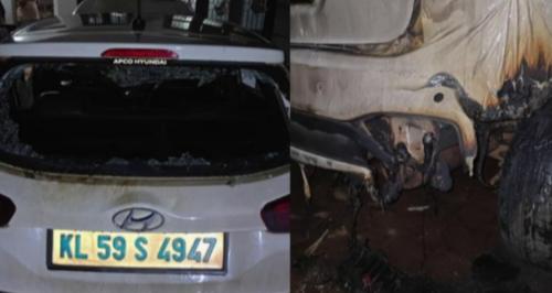 വി. കുഞ്ഞികൃഷ്ണന്റെ അനുയായിയുടെ വീടിന് നേരെ ആക്രമണം: കാർ തീയിട്ടു നശിപ്പിച്ചു