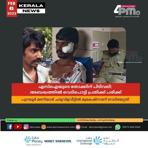 എസ്ഐയുടെ തോക്കിന് പിടിവലി; അബദ്ധത്തിൽ വെടിപൊട്ടി പ്രതിക്ക് പരിക്ക്