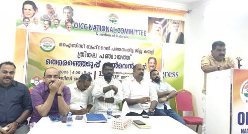 ഒഐസിസി പത്തനംതിട്ട ജില്ലാ കമ്മിറ്റിയുടെ തെരഞ്ഞെടുപ്പ് കൺവെൻഷൻ: ബിനു കുന്നന്താനത്തിന് പിന്തുണ