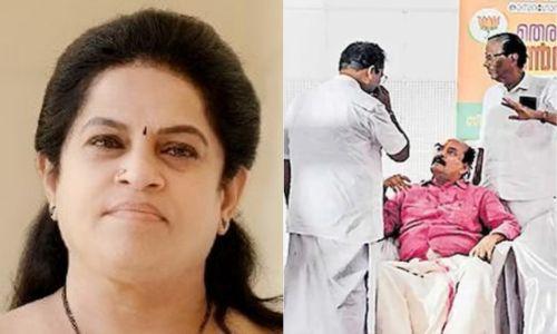 ഉദ്ഘാടകയായി പത്മജ; വിളക്കു കൊളുത്തുമ്പോൾ എഴുന്നേൽക്കാതെ പരസ്യ പ്രതിഷേധവുമായി സി കെ പത്മനാഭന് ഉദ്ഘാടകയായി പത്മജ; വിളക്കു കൊളുത്തുമ്പോൾ എഴുന്നേൽക്കാതെ പരസ്യ പ്രതിഷേധവുമായി സി കെ പത്മനാഭന്