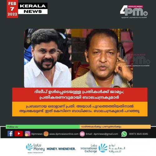 നടിയെ ആക്രമിച്ച കേസ്:പ്രതികൾക്ക് ജാമ്യം അനുവദിച്ചത്  അന്വേഷണ ഉദ്യോഗസ്ഥർക്ക് വെല്ലുവിളിയാകുമെന്ന് ബാലചന്ദ്രകുമാർ
