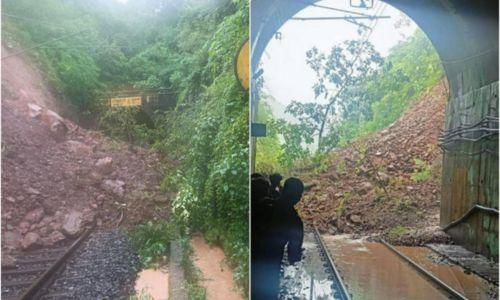 കൊങ്കൺ പാതയിലെ മണ്ണിടിച്ചിൽ; ഗതാഗതം പൂർണമായും തടസ്സപ്പെട്ടു കൊങ്കൺ പാതയിലെ മണ്ണിടിച്ചിൽ; ഗതാഗതം പൂർണമായും തടസ്സപ്പെട്ടു