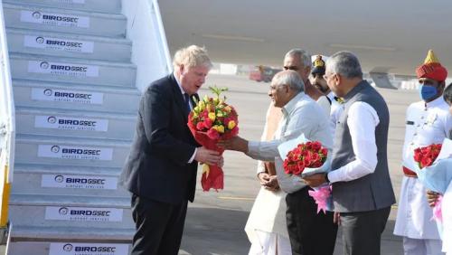 ബ്രിട്ടീഷ് പ്രധാനമന്ത്രി ബോറിസ് ജോൺസൺ ഇന്ത്യയിലെത്തി ബ്രിട്ടീഷ് പ്രധാനമന്ത്രി ബോറിസ് ജോൺസൺ ഇന്ത്യയിലെത്തി
