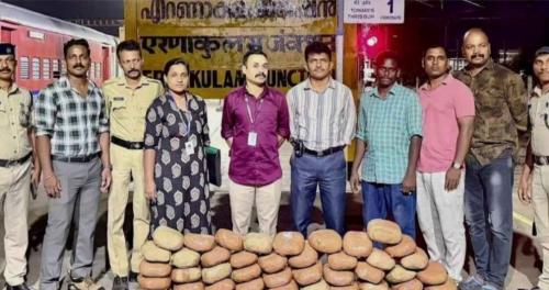 എറണാകുളം സൗത്ത് റെയിൽവേ സ്റ്റേഷനിൽ വൻ കഞ്ചാവ് വേട്ട; 60 കിലോ കഞ്ചാവ് പിടികൂടി