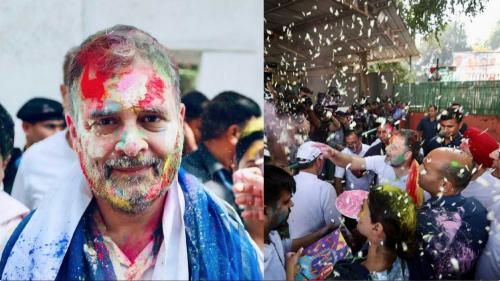 എ.ഐ.സി.സി ആസ്ഥാനത്ത് ഹോളി ആഘോഷിച്ച് രാഹുൽ ഗാന്ധി