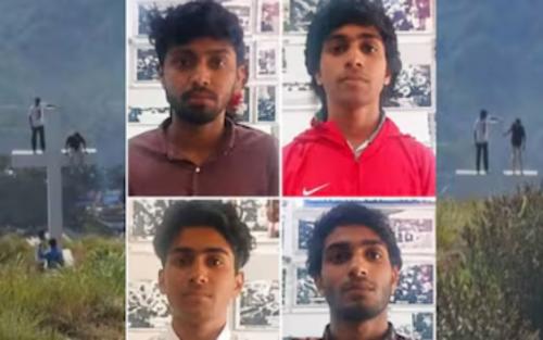 മൂന്നാർ പള്ളിവാസലിൽ കുരിശിൽ കയറി ഫോട്ടോഷൂട്ട്: നാല് കോഴിക്കോട് സ്വദേശികൾ അറസ്റ്റിൽ