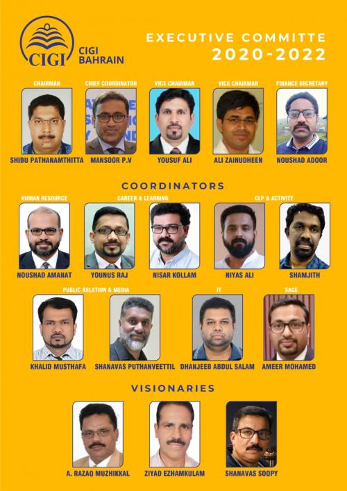 സിജി ബഹ്റൈൻ ചാപ്റ്ററിന് പുതിയ ഭാരവാഹികൾ സിജി ബഹ്റൈൻ ചാപ്റ്ററിന് പുതിയ ഭാരവാഹികൾ