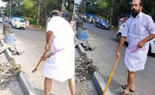 റോഡിലെ ഡിവൈഡർ തല്ലിത്തകർത്തു; കോൺഗ്രസ് നേതാവ് അനിൽ അക്കരക്കെതിരെ കേസ്